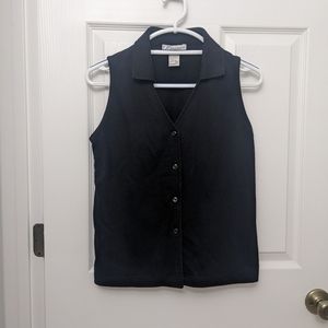 Vtg Blk Collared Vest Top